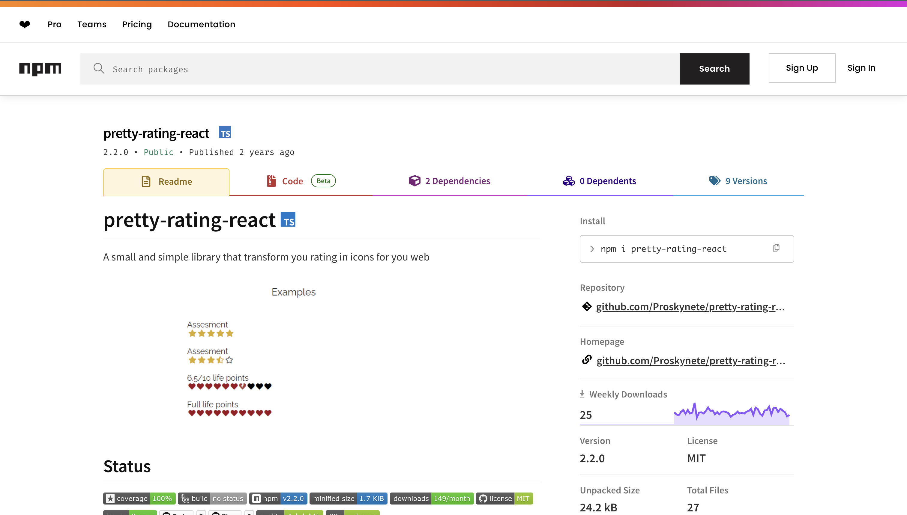 Pretty Rating React